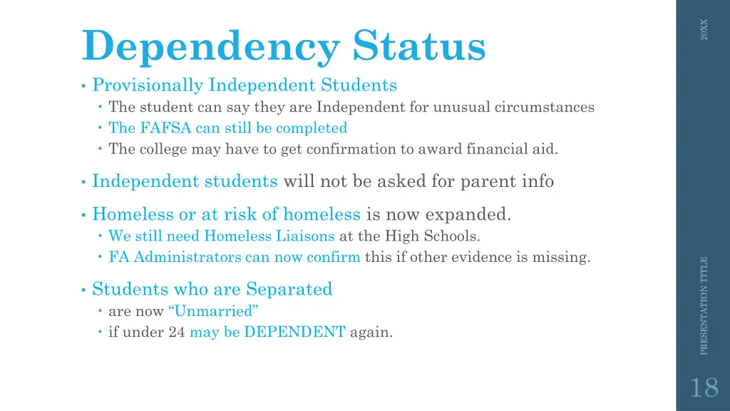 dependency status provisionally independent