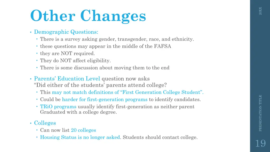 other changes