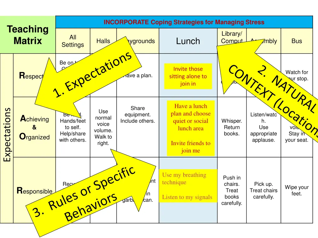 incorporate coping strategies for managing stress