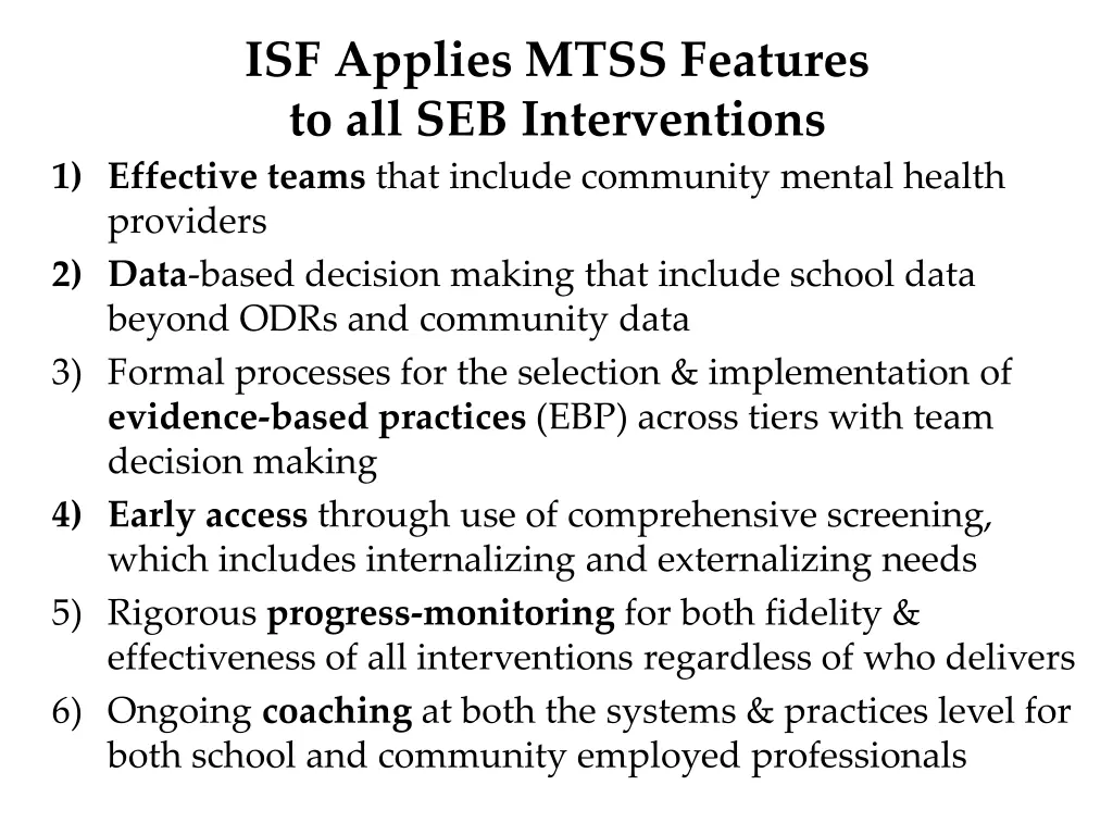 isf applies mtss features