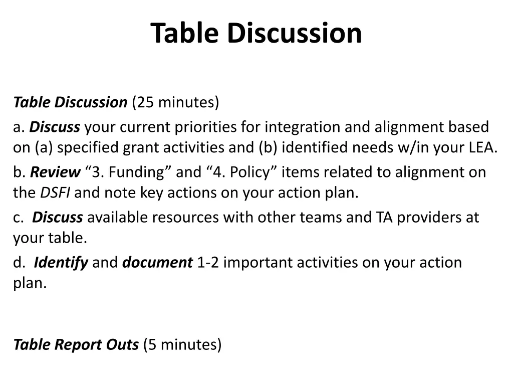 table discussion
