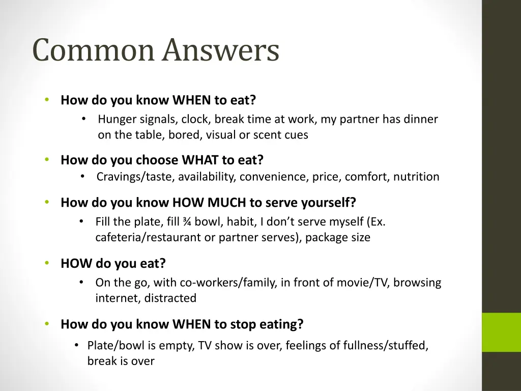 common answers