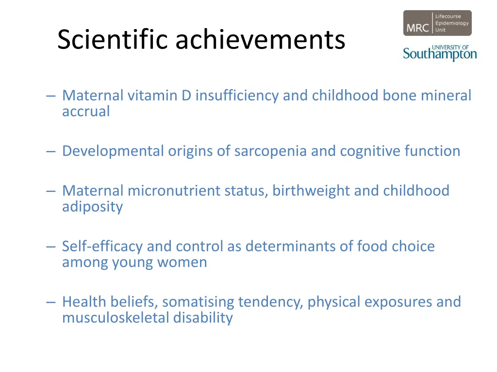scientific achievements
