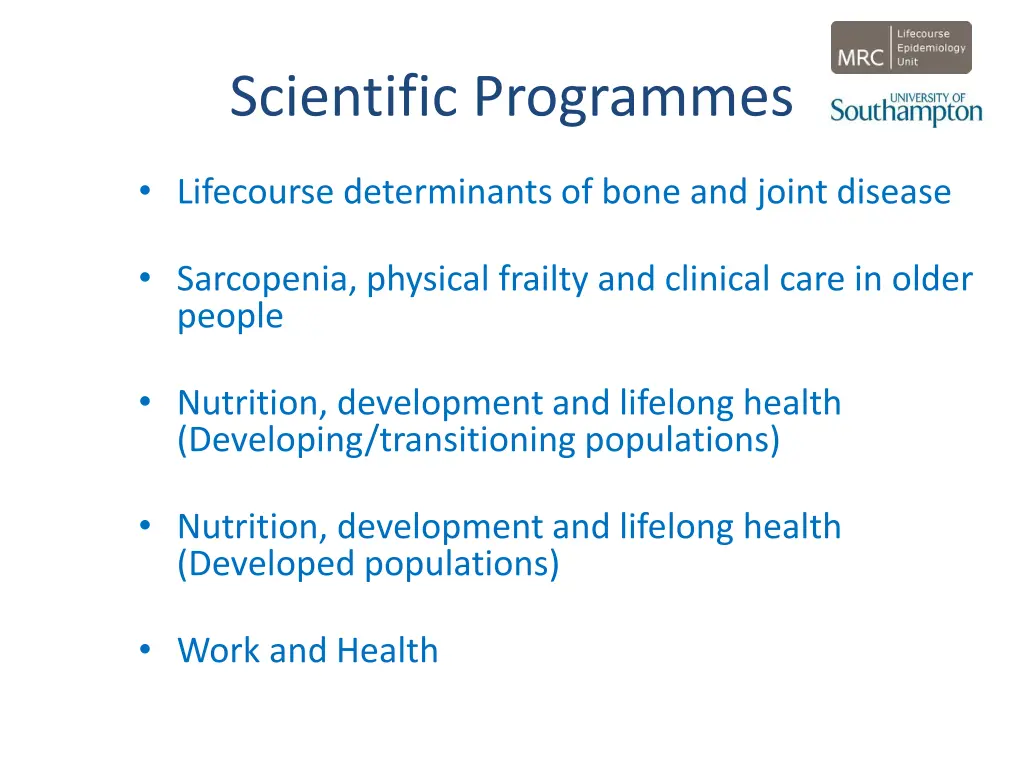 scientific programmes