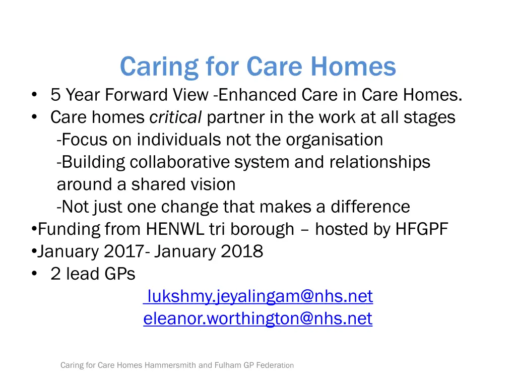 caring for care homes 5 year forward view