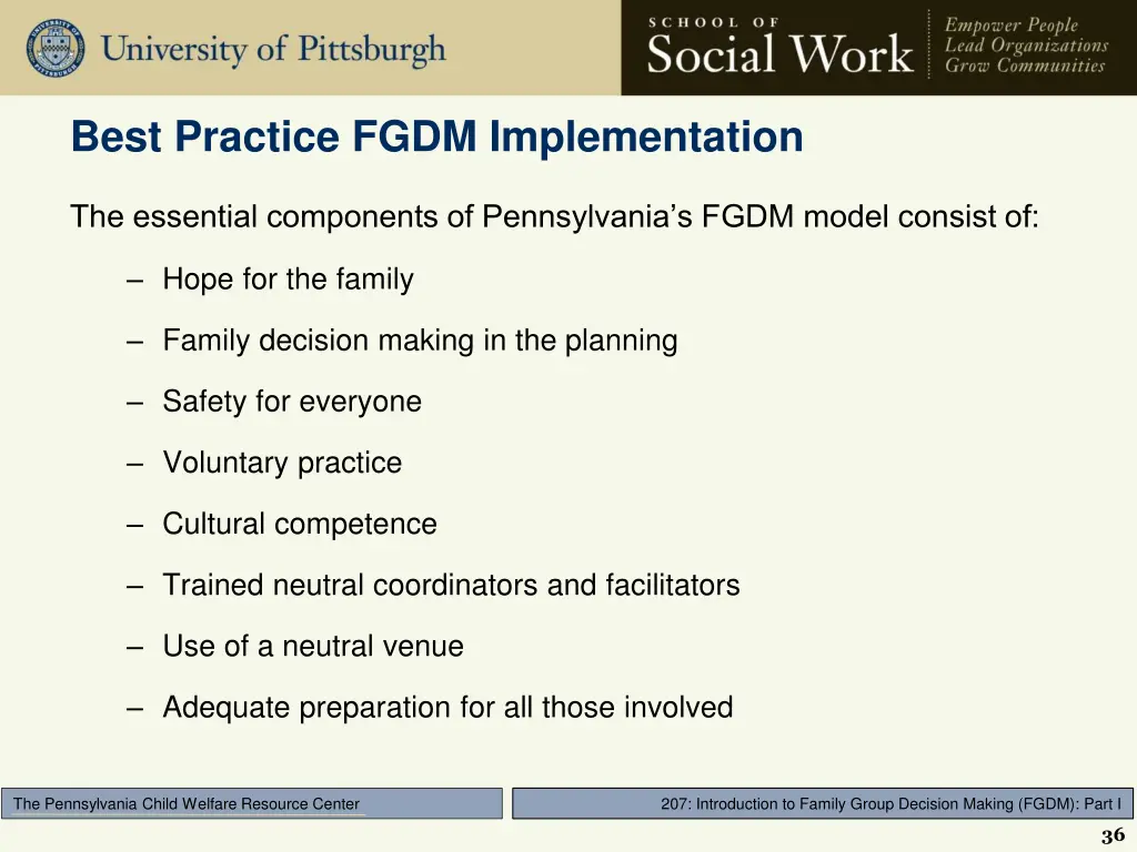 best practice fgdm implementation