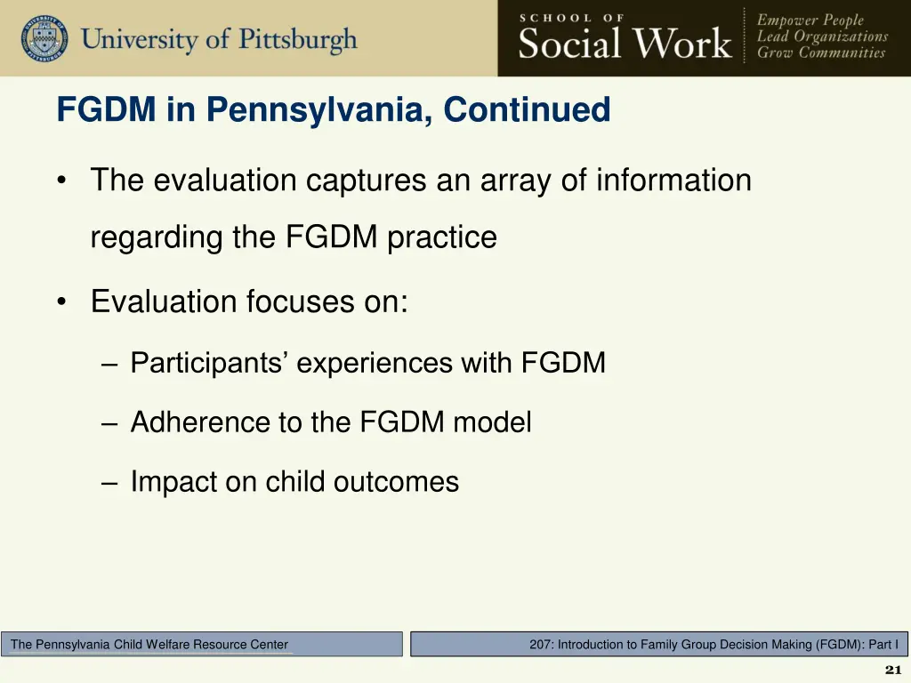 fgdm in pennsylvania continued