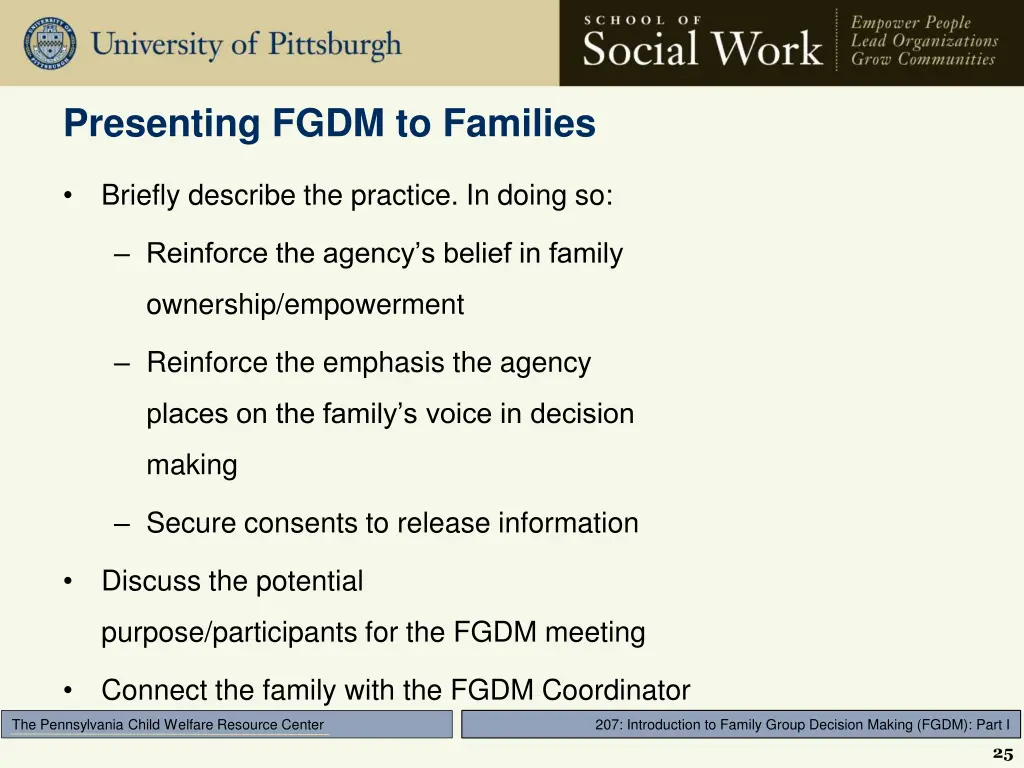 presenting fgdm to families