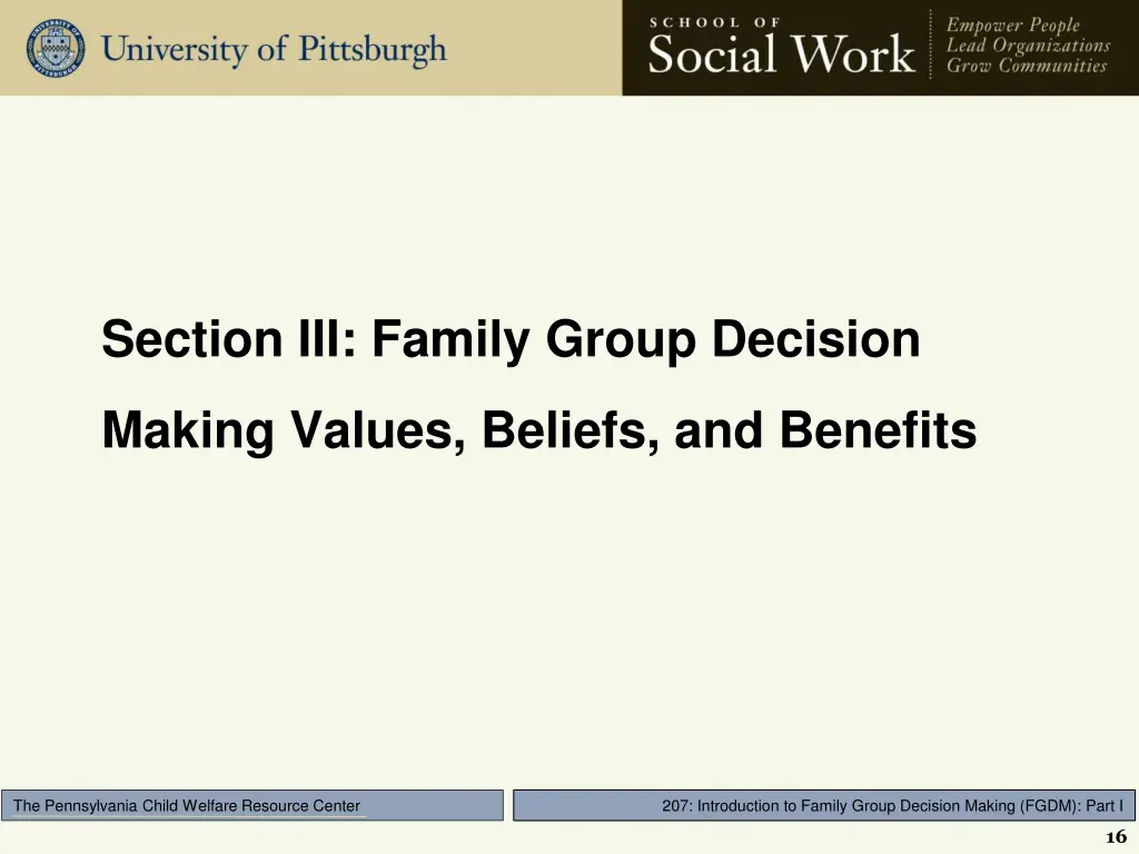 section iii family group decision