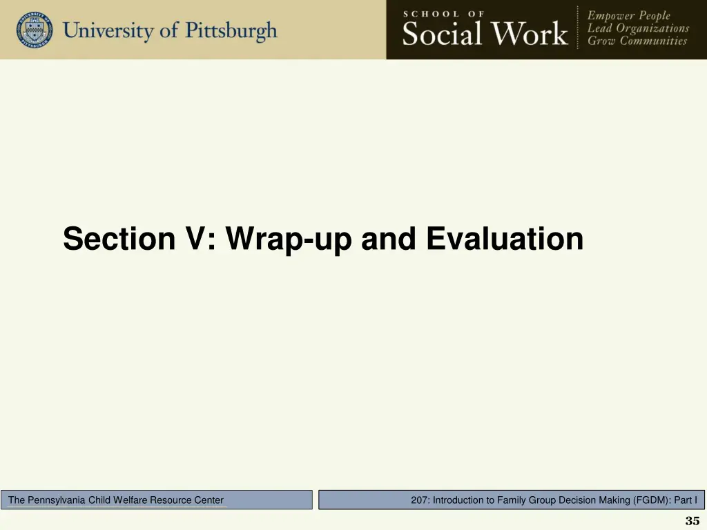 section v wrap up and evaluation