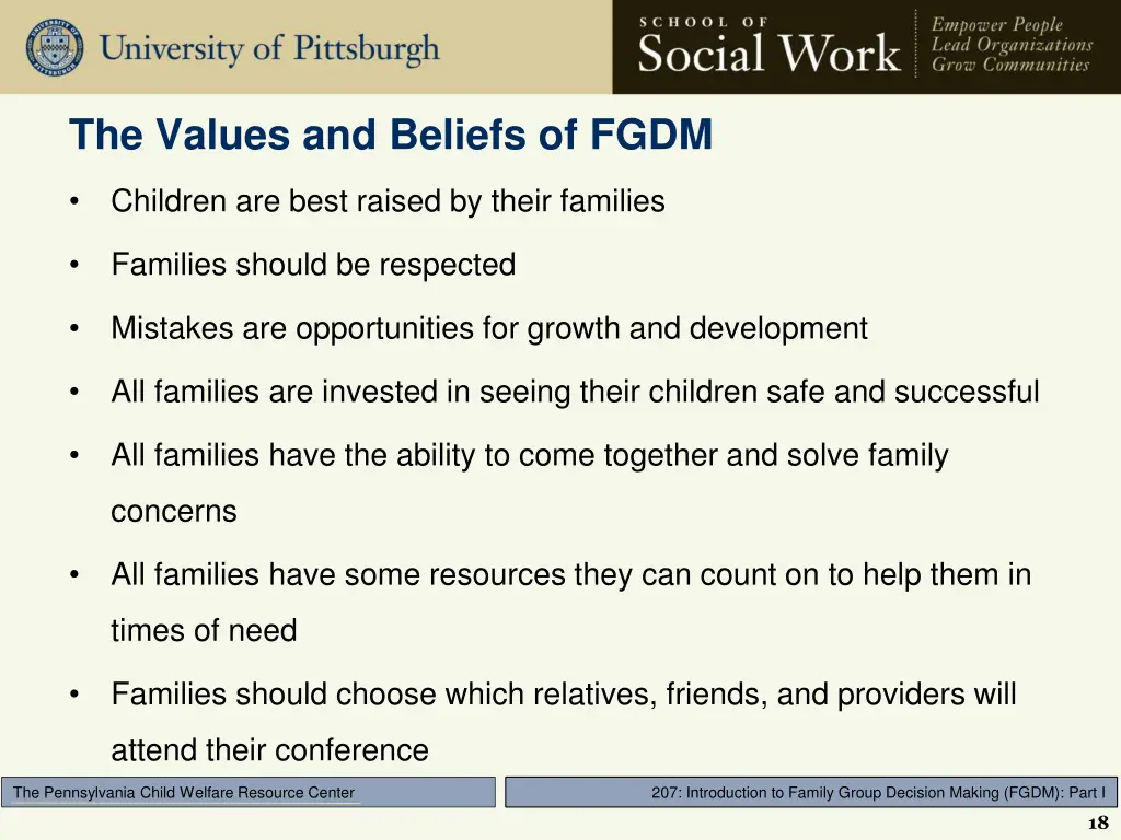 the values and beliefs of fgdm 1