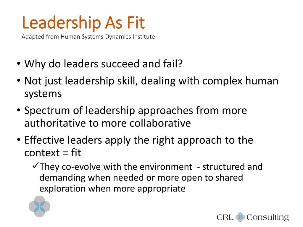leadership as fit leadership as fit adapted from