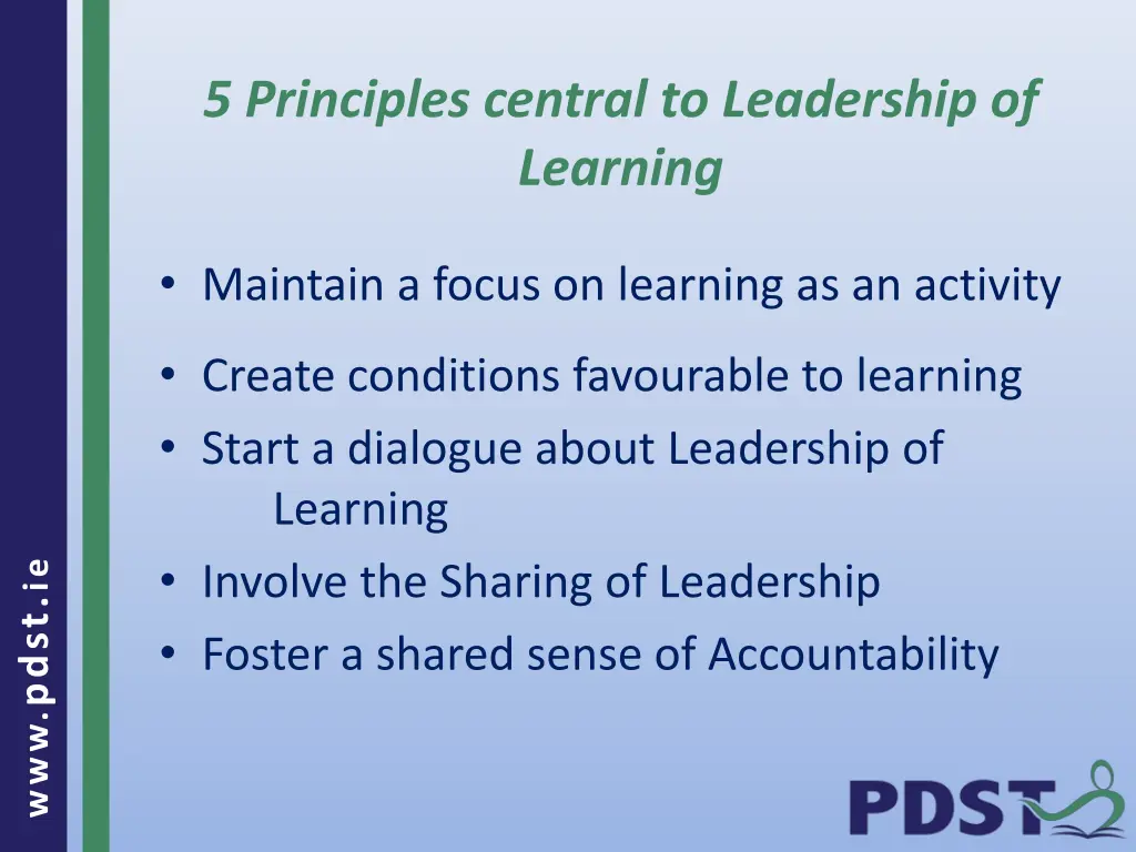 5 principles central to leadership of learning
