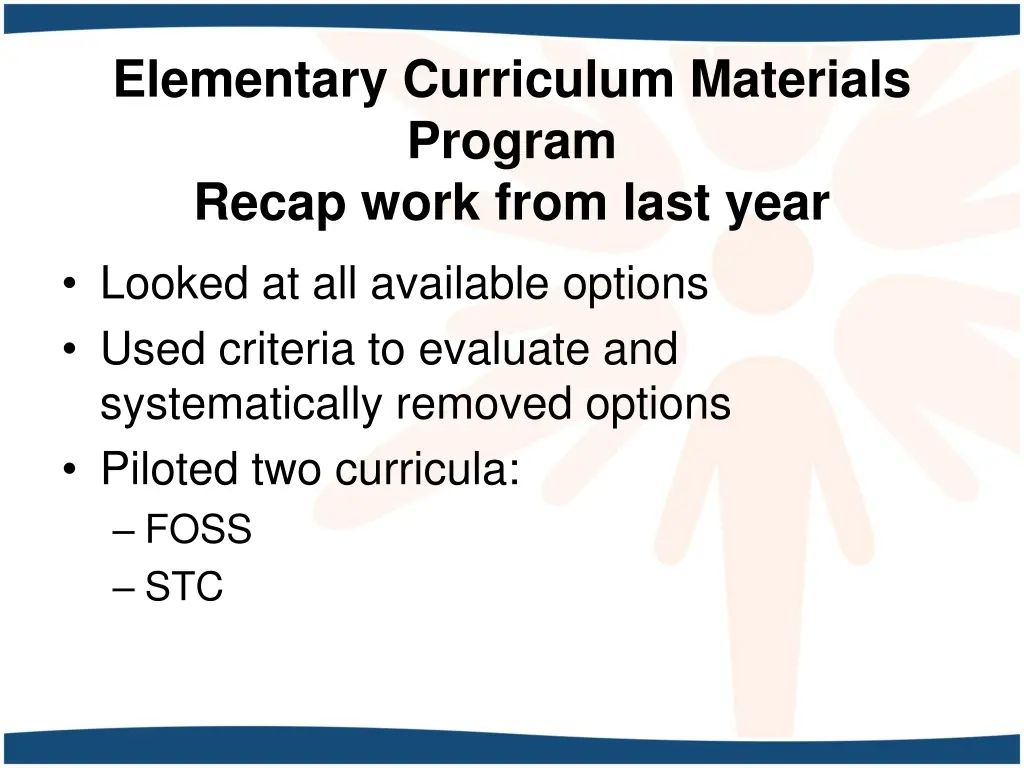 elementary curriculum materials program recap