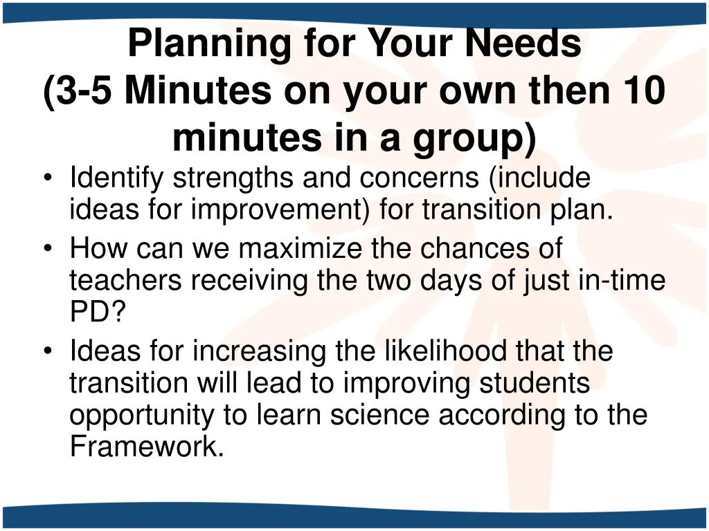 planning for your needs 3 5 minutes on your