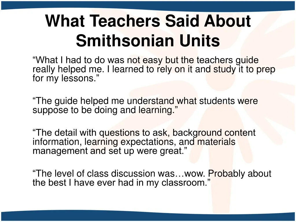 what teachers said about smithsonian units what
