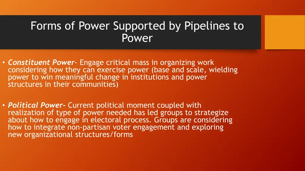 forms of power supported by pipelines to power