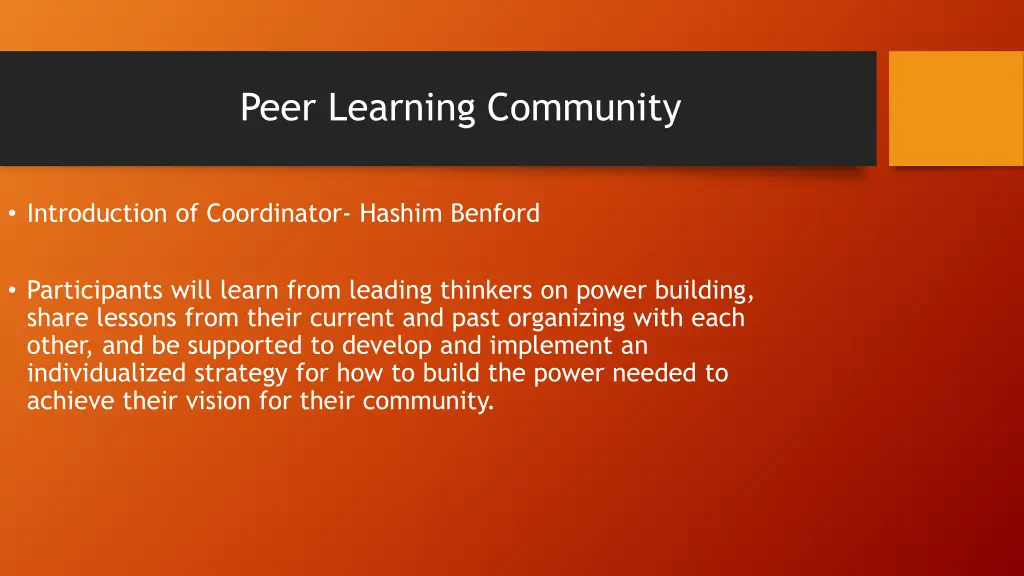 peer learning community