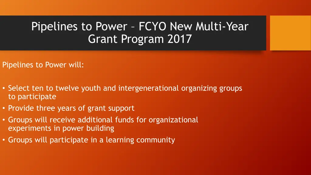 pipelines to power fcyo new multi year grant 1