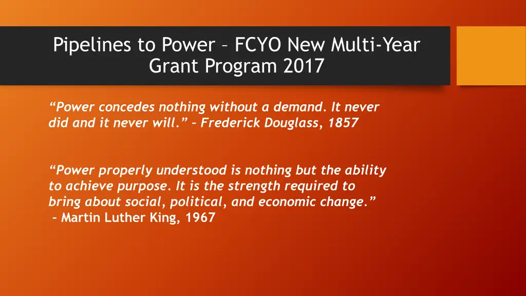 pipelines to power fcyo new multi year grant
