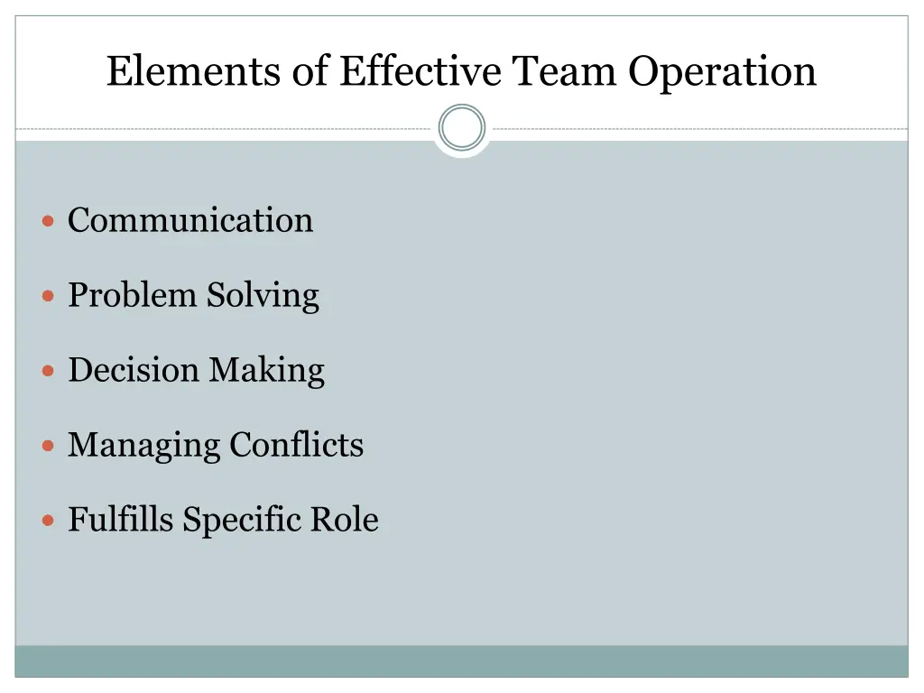 elements of effective team operation