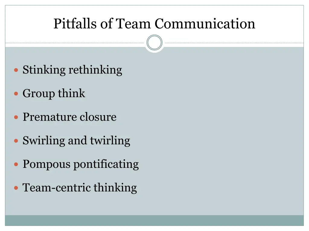 pitfalls of team communication