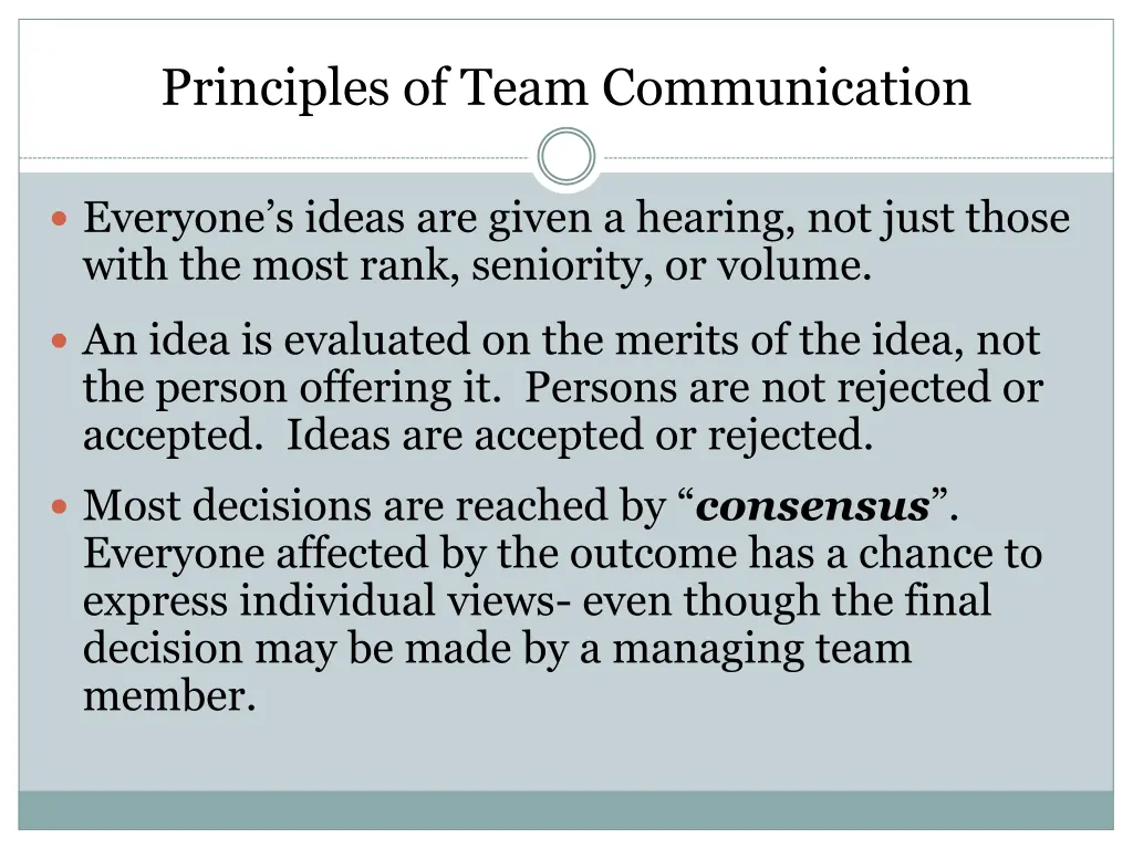 principles of team communication