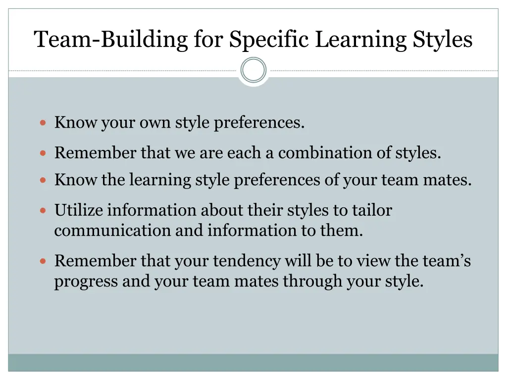 team building for specific learning styles
