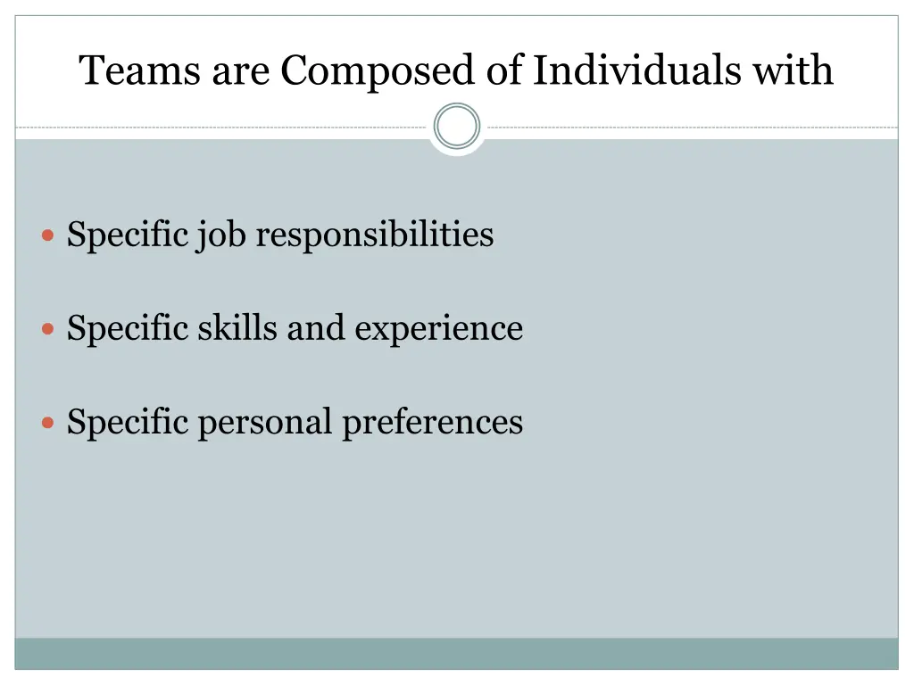 teams are composed of individuals with