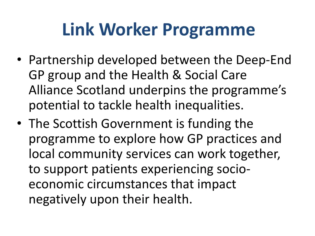 link worker programme
