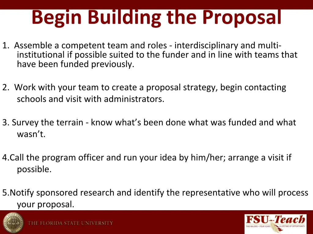 begin building the proposal