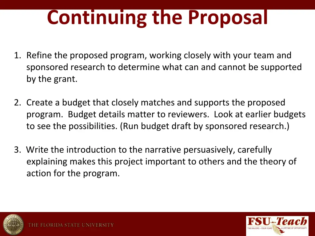 continuing the proposal