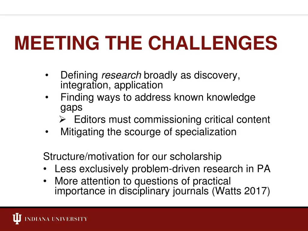meeting the challenges