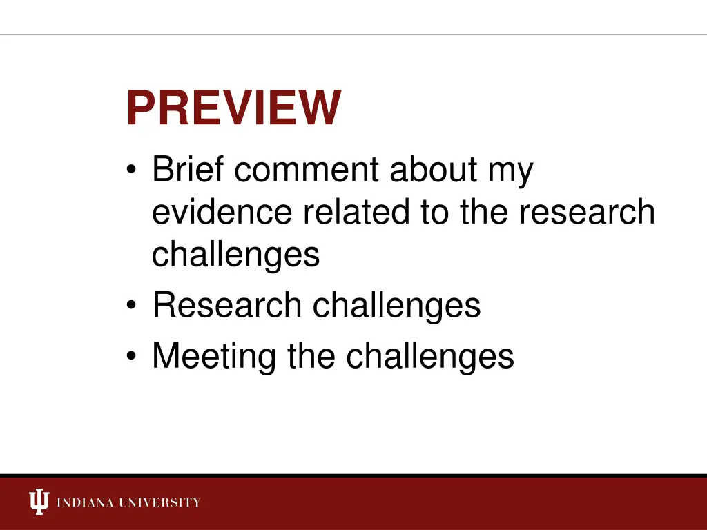 preview brief comment about my evidence related