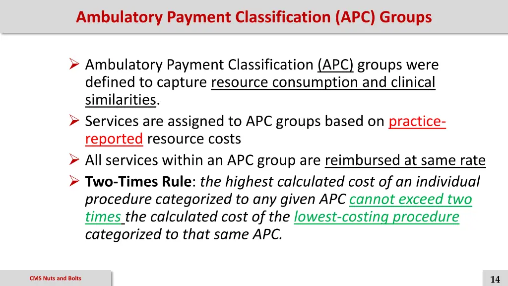 ambulatory payment classification apc groups