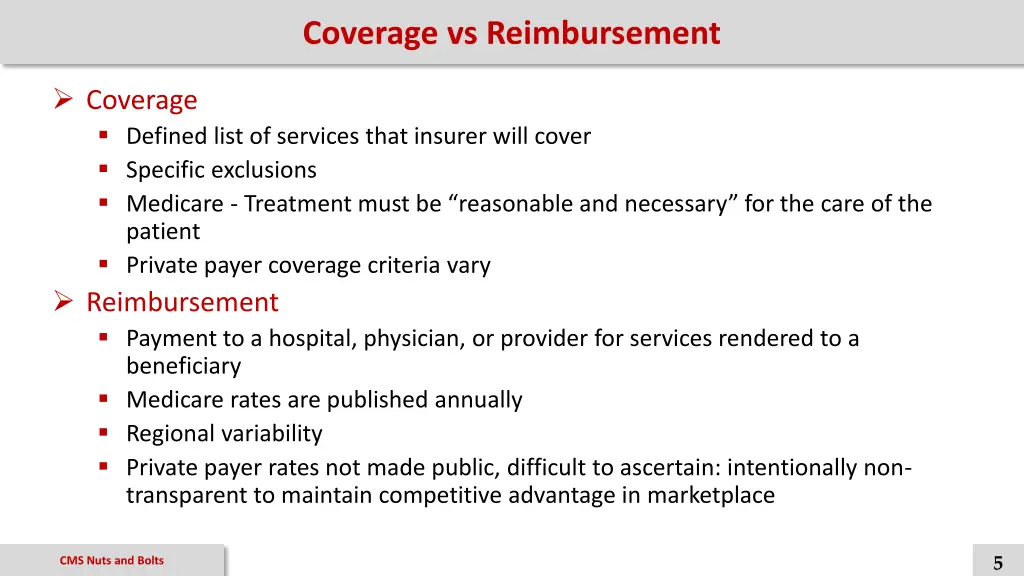coverage vs reimbursement