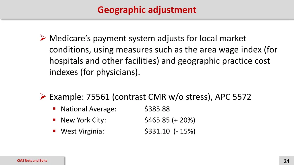 geographic adjustment