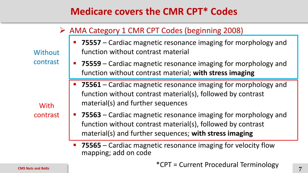 medicare covers the cmr cpt codes