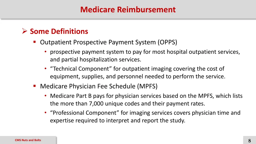 medicare reimbursement