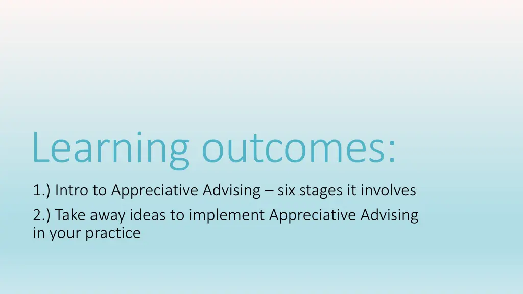 learning outcomes 1 intro to appreciative