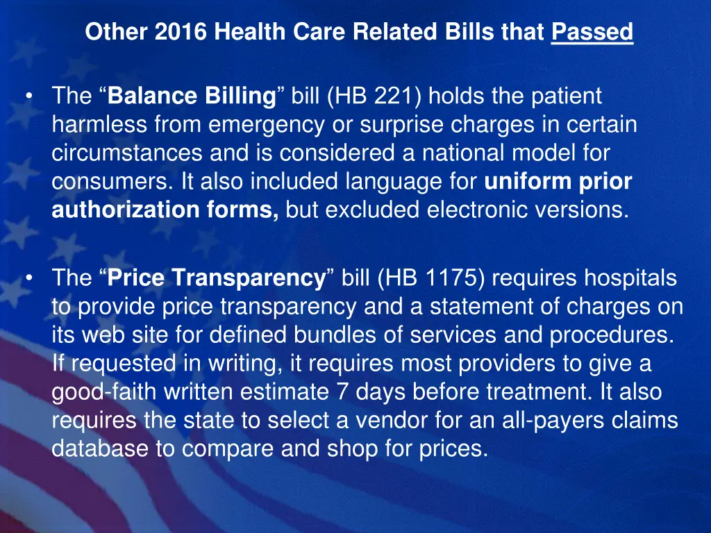 other 2016 health care related bills that passed