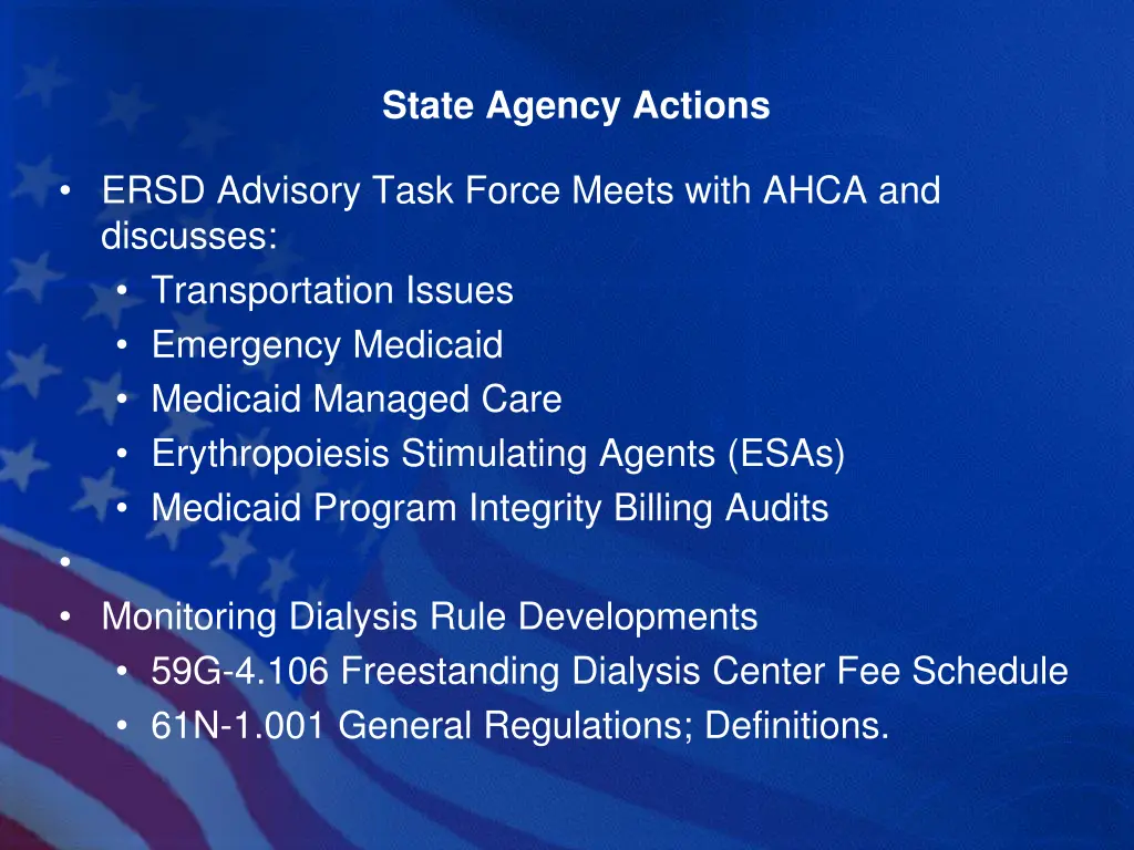 state agency actions