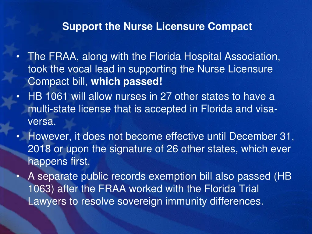 support the nurse licensure compact