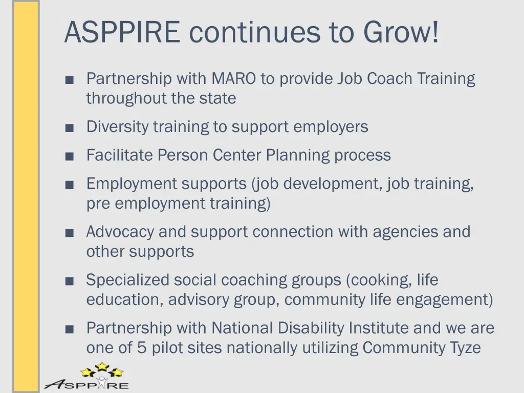 asppire continues to grow