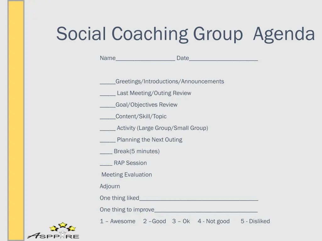 social coaching group agenda