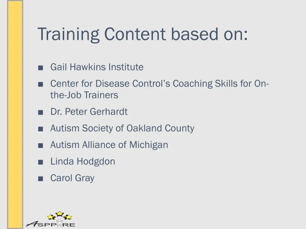 training content based on