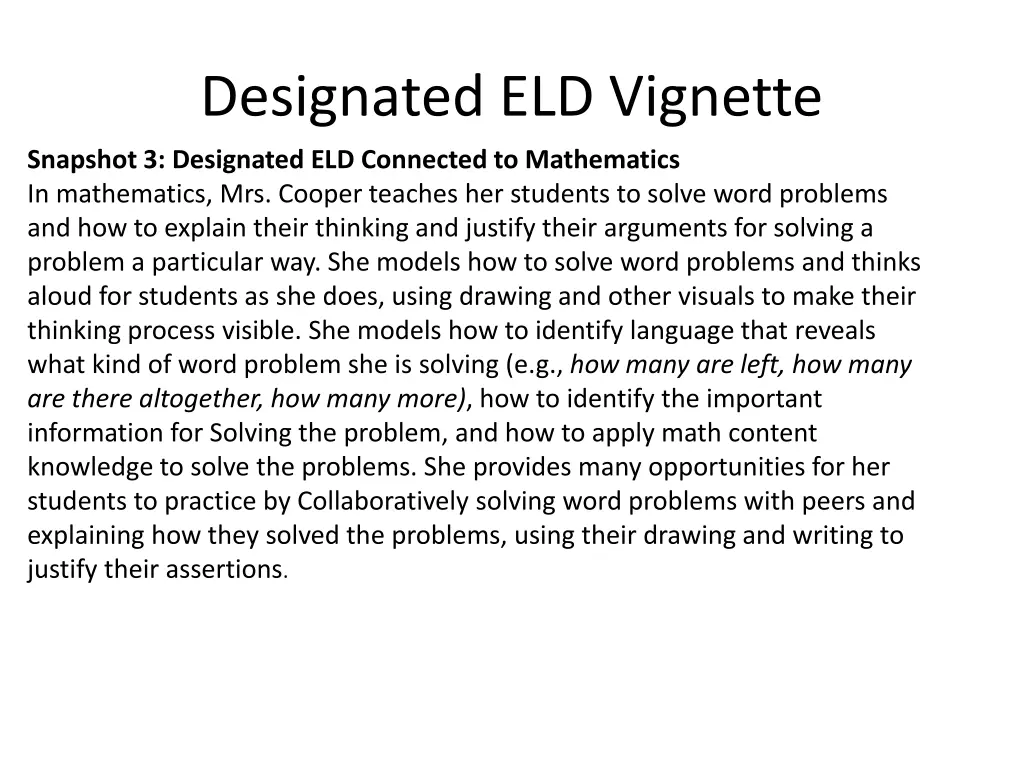 designated eld vignette