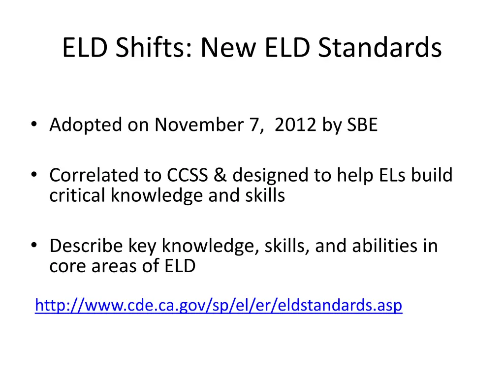 eld shifts new eld standards