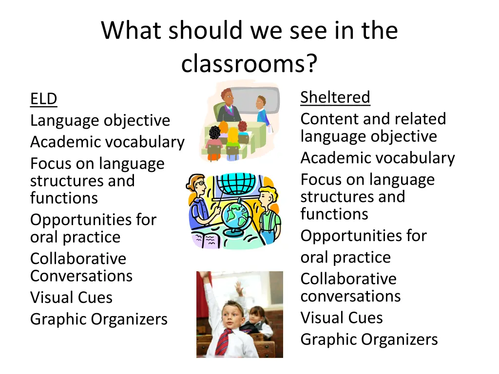 what should we see in the classrooms