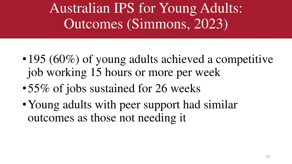 australian ips for young adults outcomes simmons
